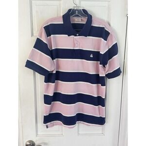 Brooks Brothers Shirt Mens L Pink Blue Polo Performance Golf‎ Rugby Pique Preppy